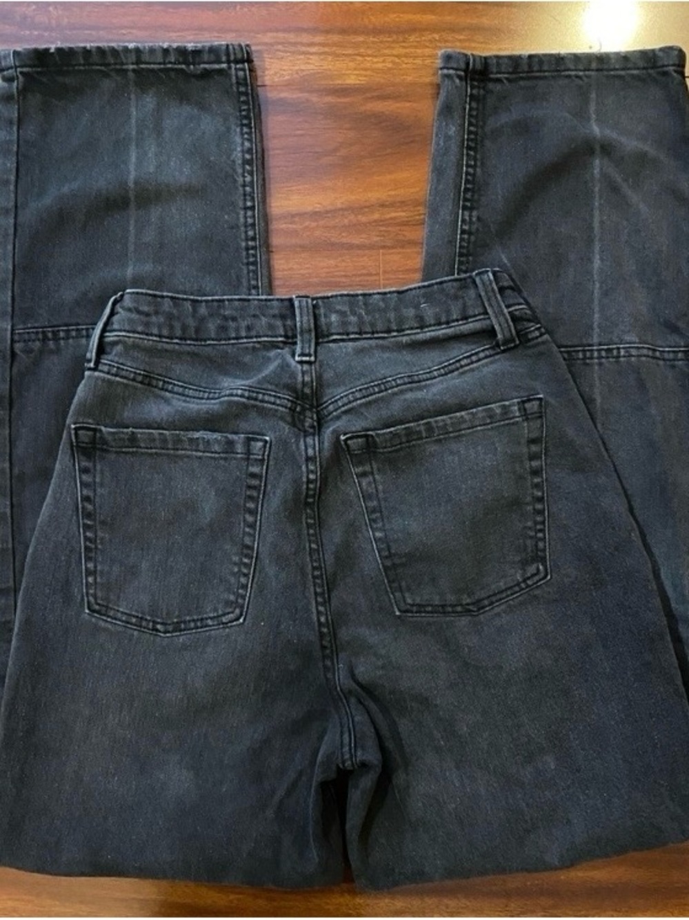 wild fable Black High Rise Straight Jeans - Washed Charcoal Finish
